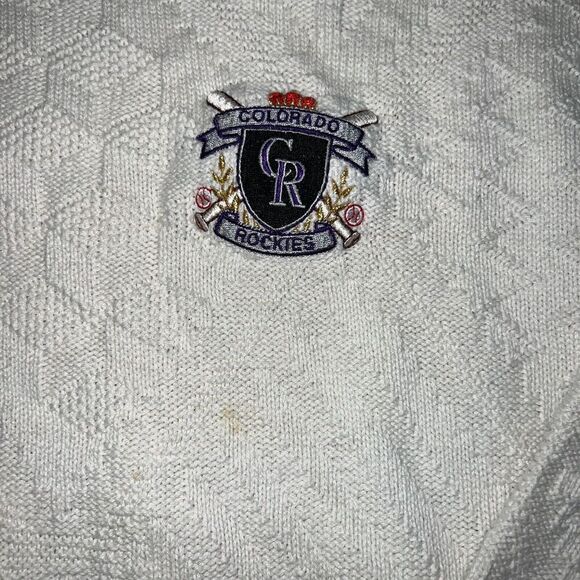 White Crewneck Men's Cardigan Sweater - Picture 6 of 9